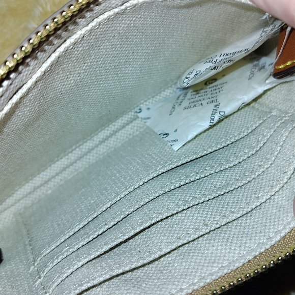 Dooney & Bourke Taupe Wristlet with Brown Trim - Picture 3 of 3